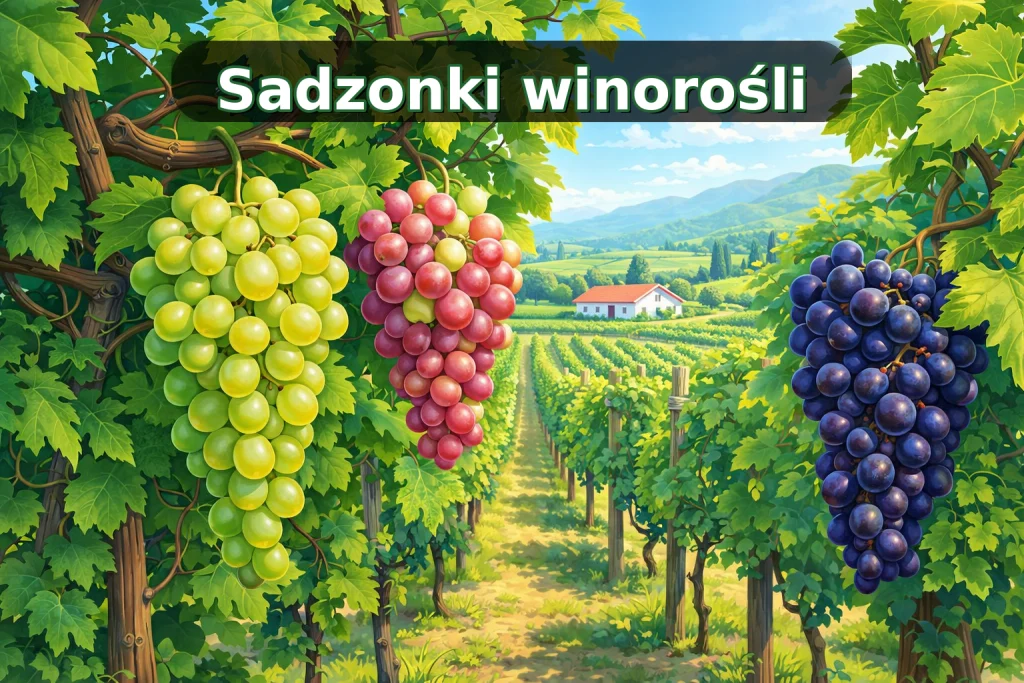 sadzonki winorośli, grafika