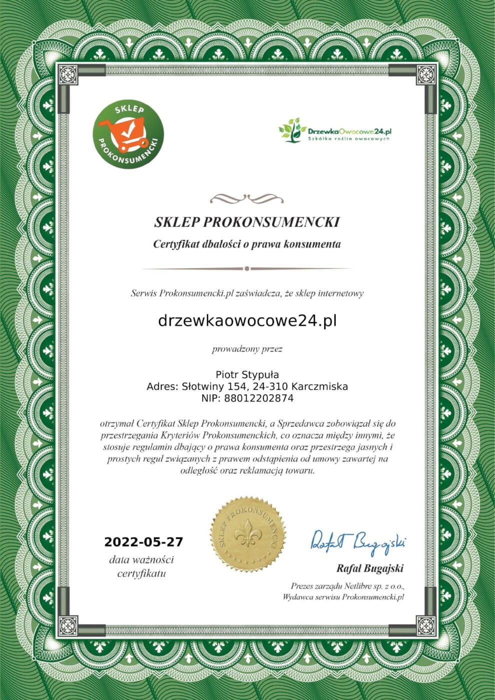 certyfikat drzewkaowocowe24