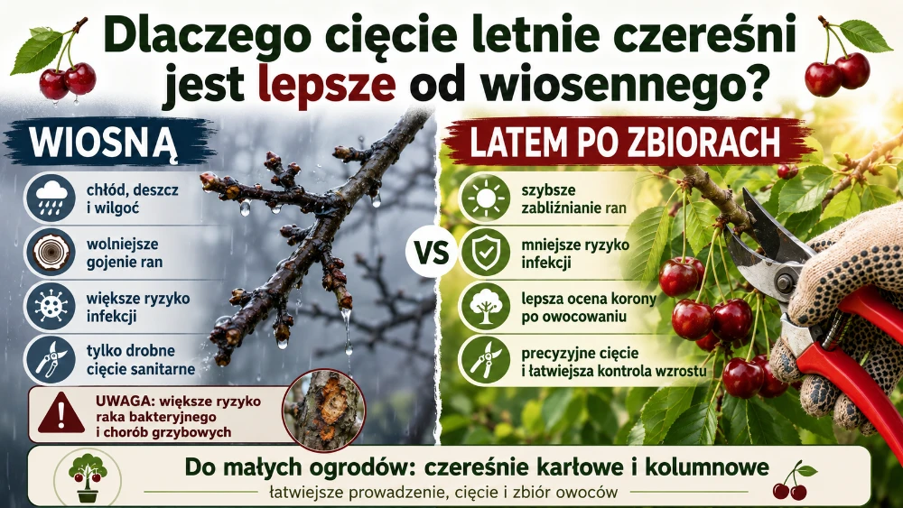 infografika, dlaczwego cięcie letnie jest lepsze od wiosennego